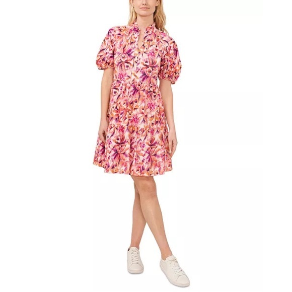 CeCe Split Neck Babydoll Dress – Size Small MSRP $89 - Picture 1 of 3